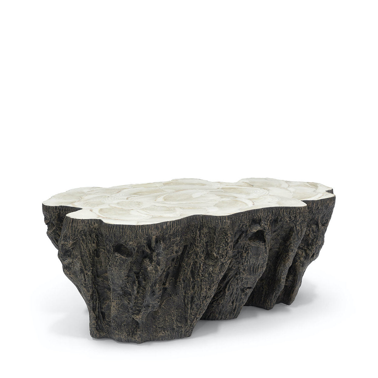 Inlaid Fossilized Clamshell Coffee Table