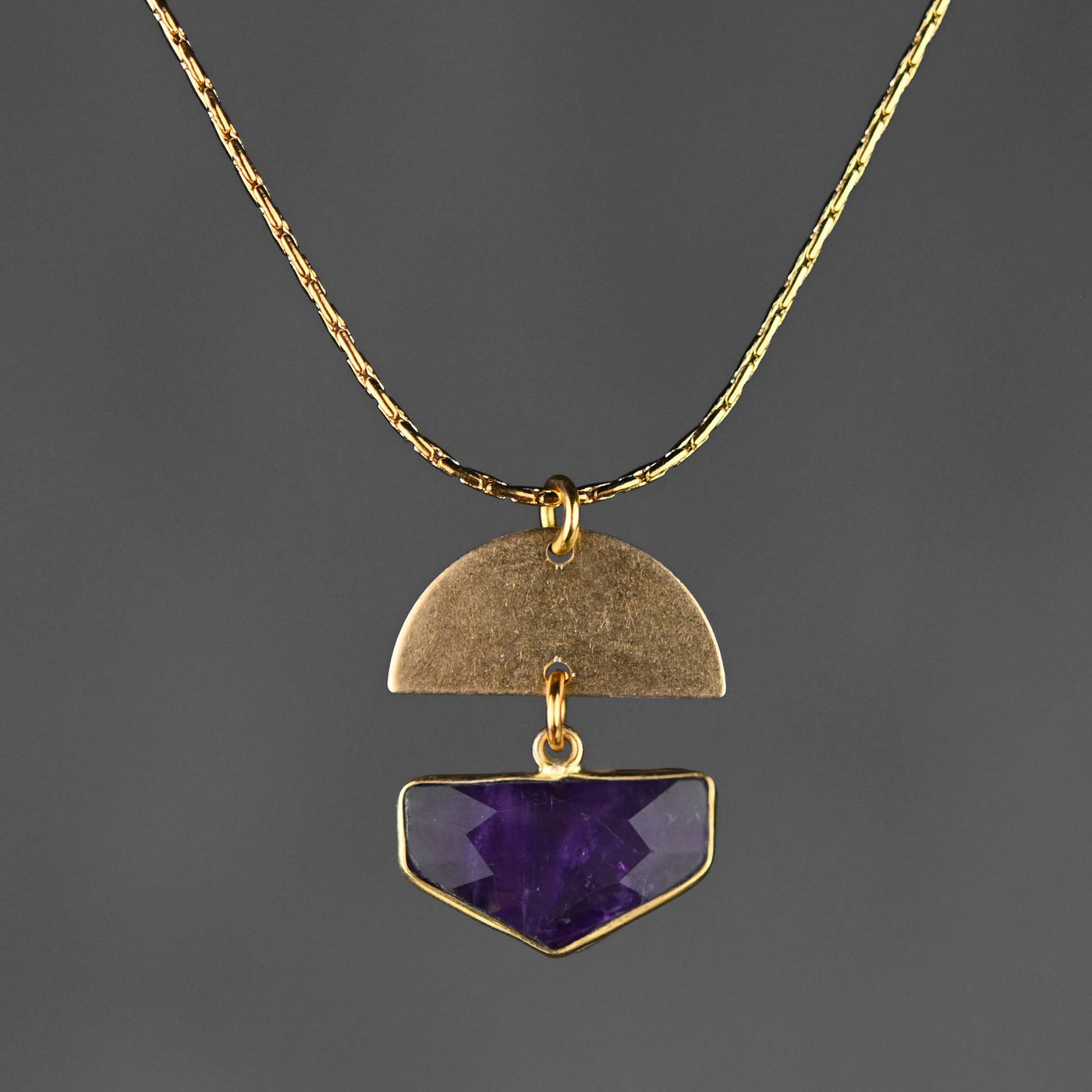 Classic Half Shield Semi Precious Necklace